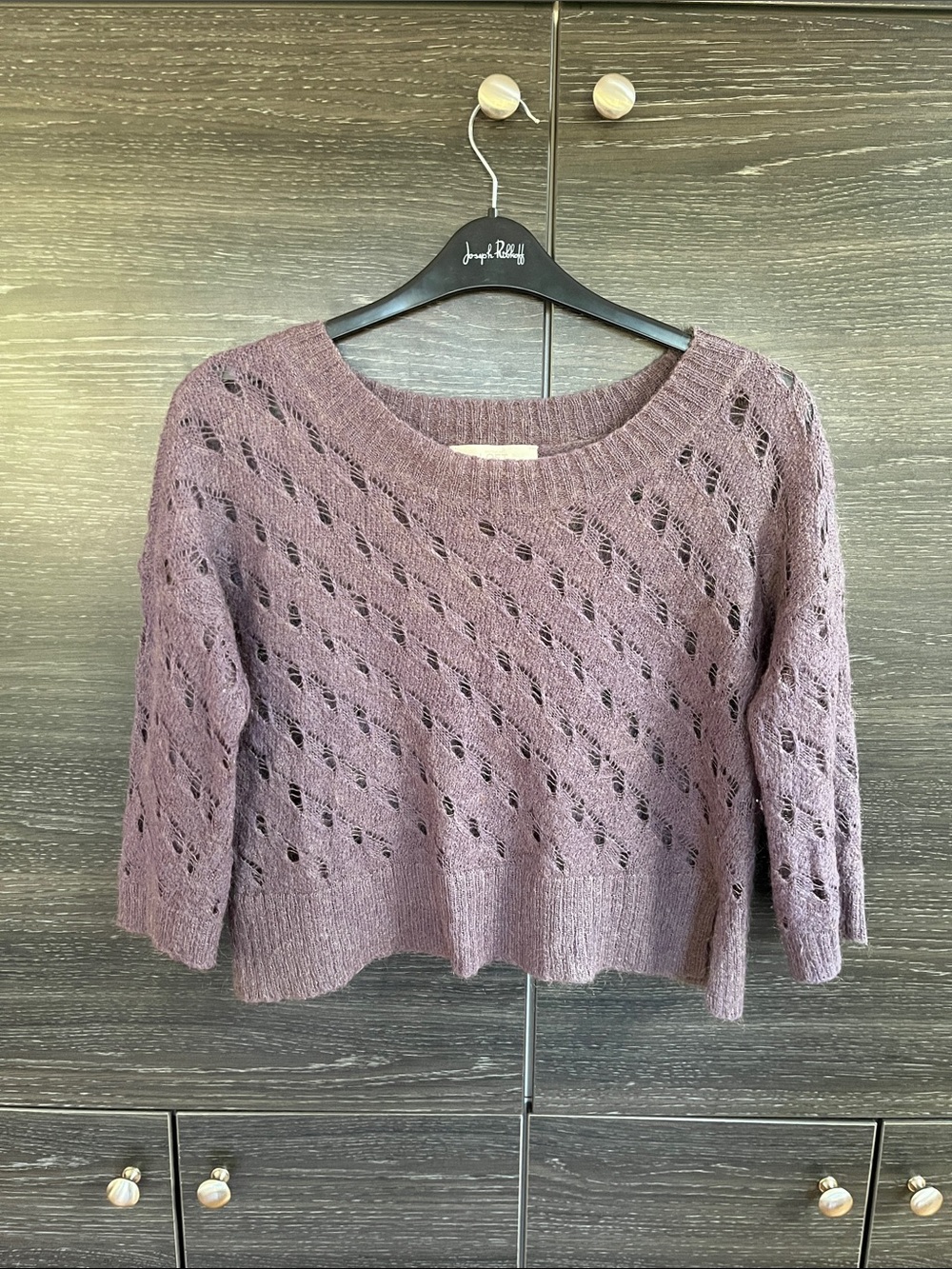 Loft Purple Open Knit Crop M
